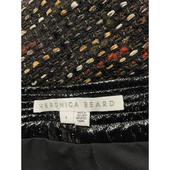 Veronica Beard 'Lucy' Black Tweed Leather Trim Mini Skirt Size 4 - Picture 4 of 5